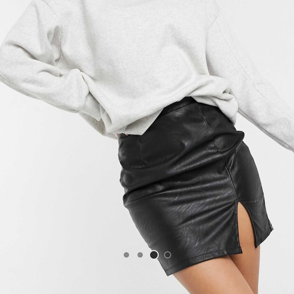 NWOT tall leather look mini skirt